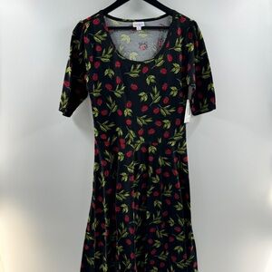 LuLaRoe Nicole Dress Black Ladybug Print Size Large Brand New With Tags